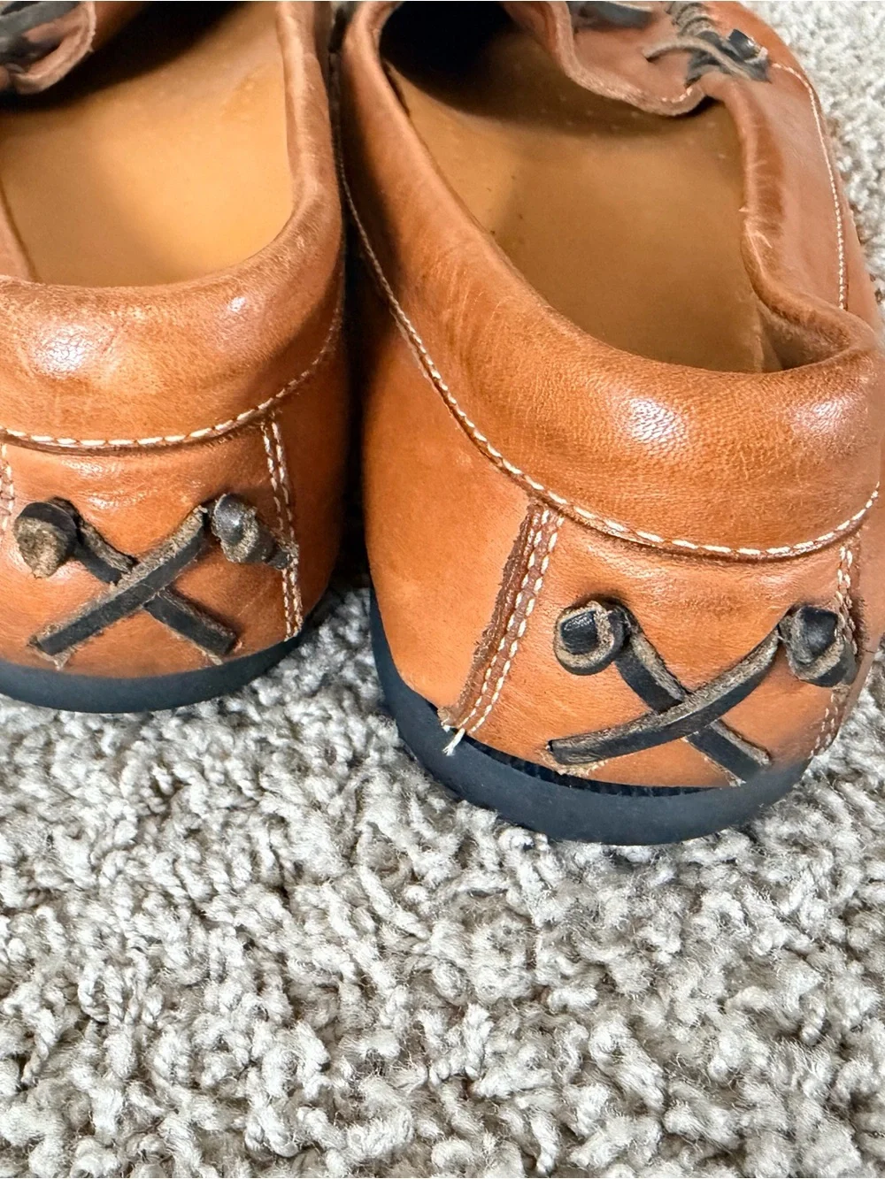 Cole Haan Men's Leather Moccasin Loafers in Cognac Brown with Dark Laces